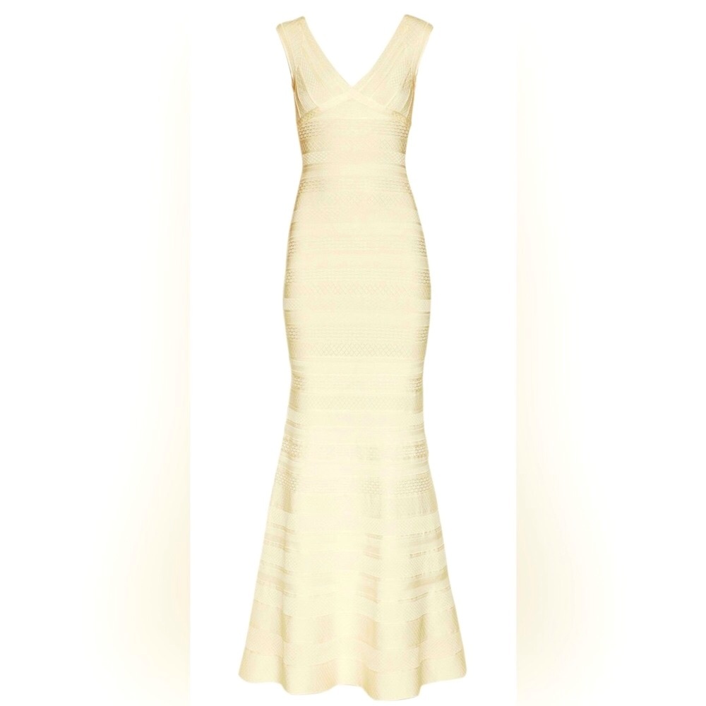 Hervé Léger Esti jacquard-effect bandage white gown - Picture 2 of 13